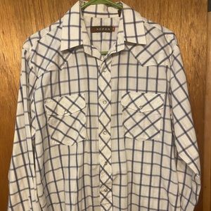 Roper Pearl Snap Shirt Mens medium Blue Plaid Long Sleeve  shirt